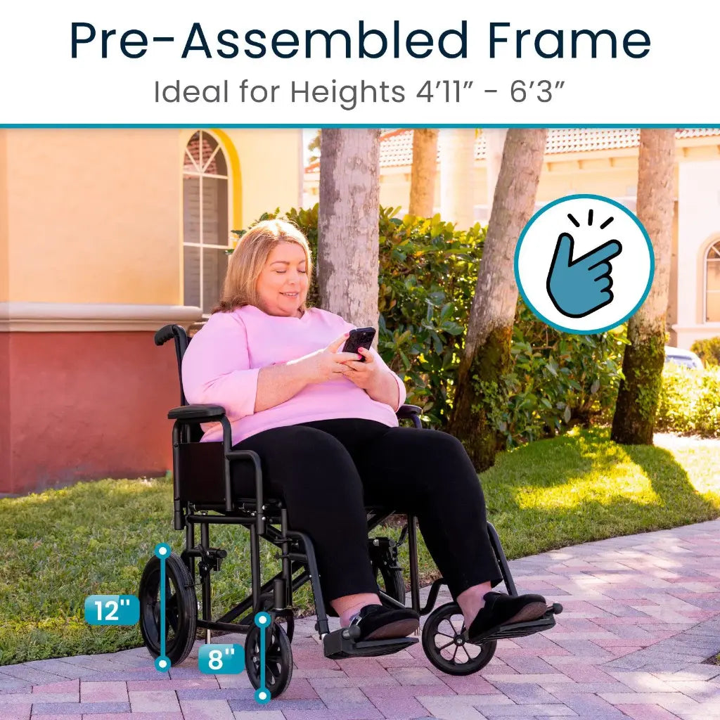 Bariatric Transport Wheelchair (22", 450lbs)